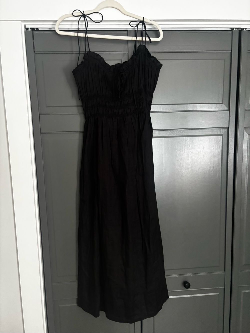 Doen Black Rhoda Dress with Tie Straps
